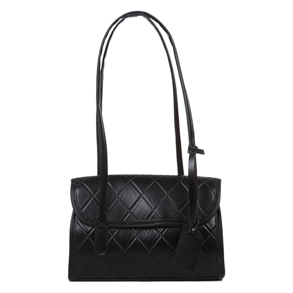 Jasmine Fashion Women PU Lattice Pattern Underarm Bag Casual Flap Handbags  (Black)