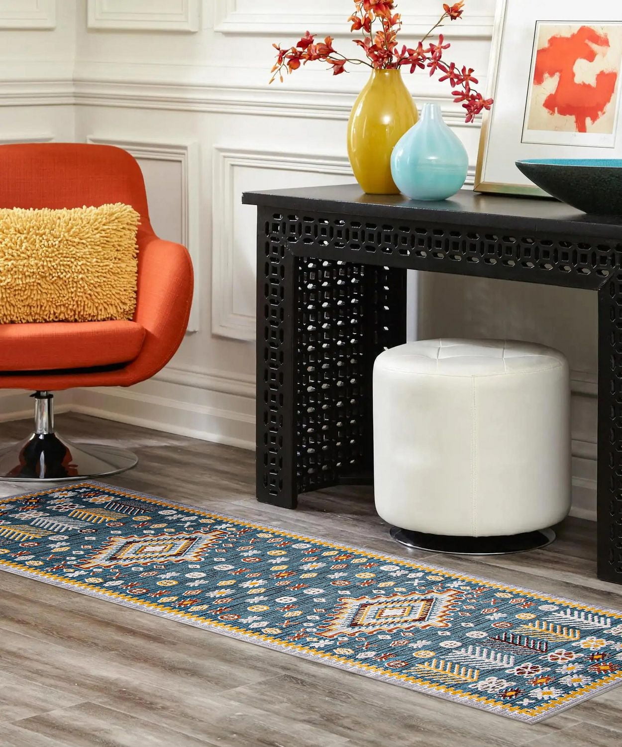 ECARPET Washable Southwestern Area Rug & Runner for Hallway, Living Room, Bedroom