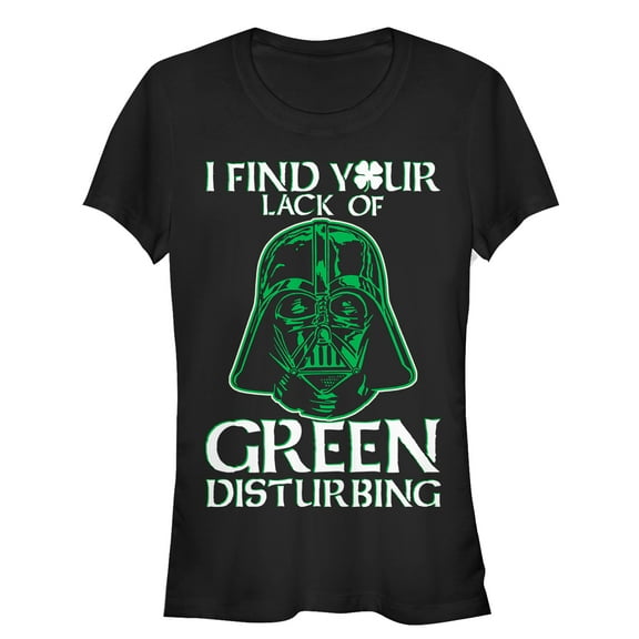 Junior's Star Wars St. Patrick's Day Vader Lack of Clover Graphic Tee Black X Large