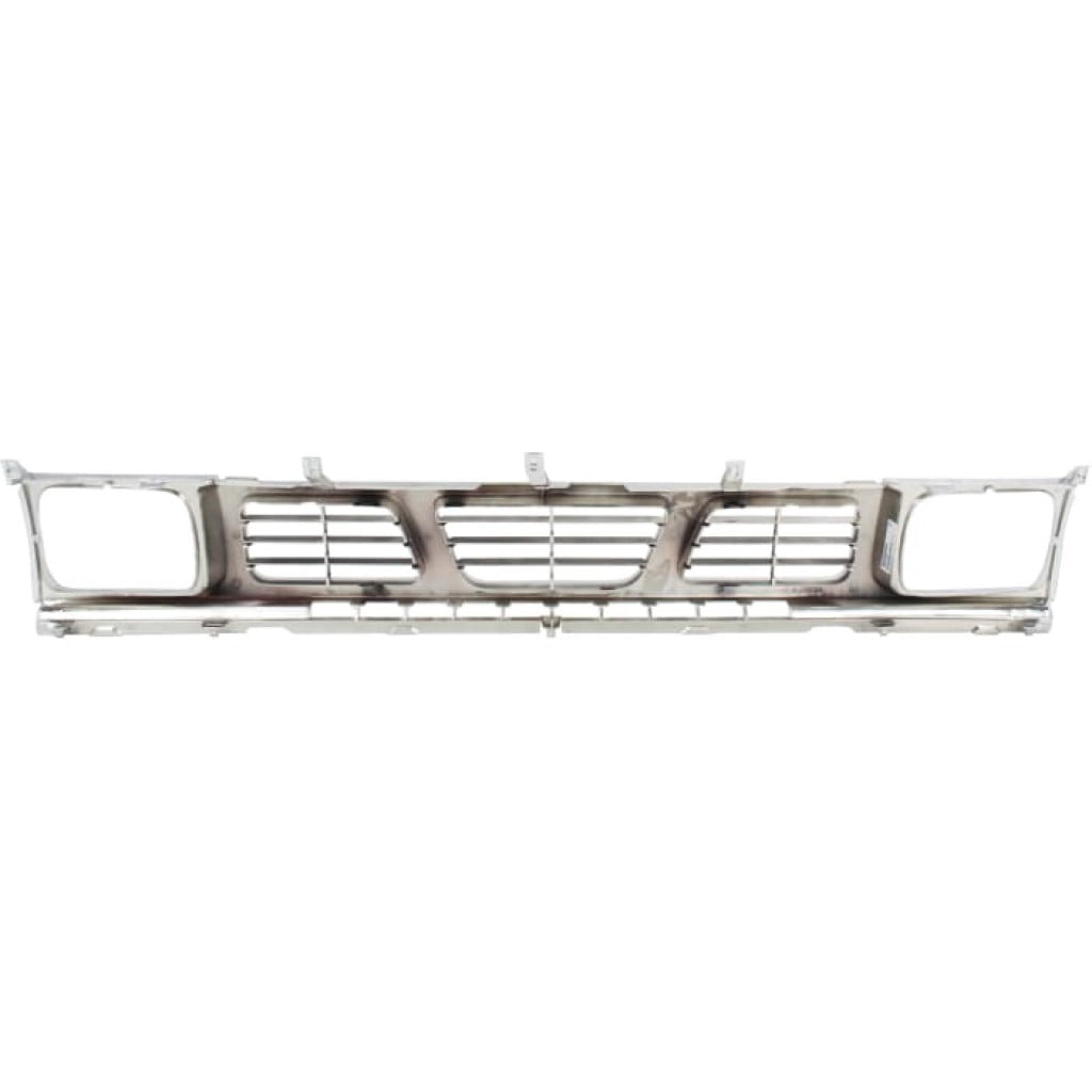For Nissan Pick Up Grille Assembly 1995 1996 1997 | Chrome Shell / Gray Insert | Plastic | NI1200116 | 6231055G10