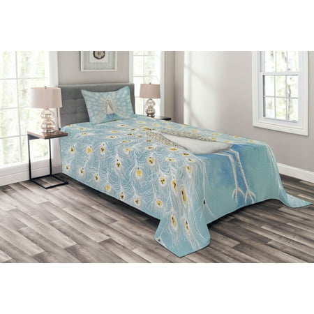 Peacock Bedspread Set Peacock Pattern On The Wall Nature Colorful