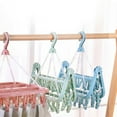 thumbnail image 2 of Clothes Drying Rack with 32 Clips, Heavy Duty Foldable Hanging Rack, 360° Rotatable Hook for Drying Socks Towels Gloves (Light Blue) 12.6x13.78", 2 of 3