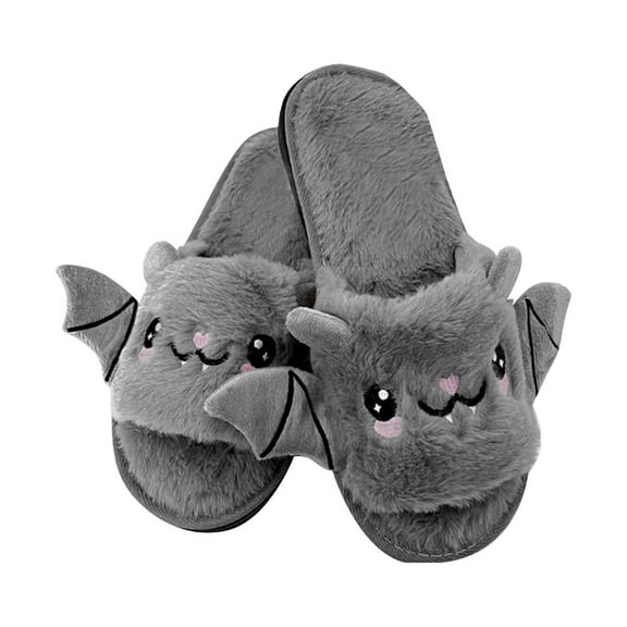 XIMIN Kid Boys Girls Slippers Cute Cartoon Bat Plush Slippers Halloween Party Indoor and Outdoor Warm House Shoes Anti-Slip Novelty Slippers for Children Indoor Outdoor