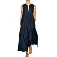 thumbnail image 1 of B91xZ Robes Décontractées pour Femmes Col Rond Décontracté Ample Plissé Robes Maxi avec Poches, Bleu Foncé TG, 1 of 5