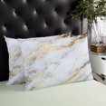 thumbnail image 3 of Waterproof Outdoor Throw Pillows with Inserts 12"x20" Set of 2, Gray Marble Soft Decorative Pillowcases for Couch Bedroom, Abstract Art Yellow Crack Pillow Covers for Sofa Living Room, 3 of 8