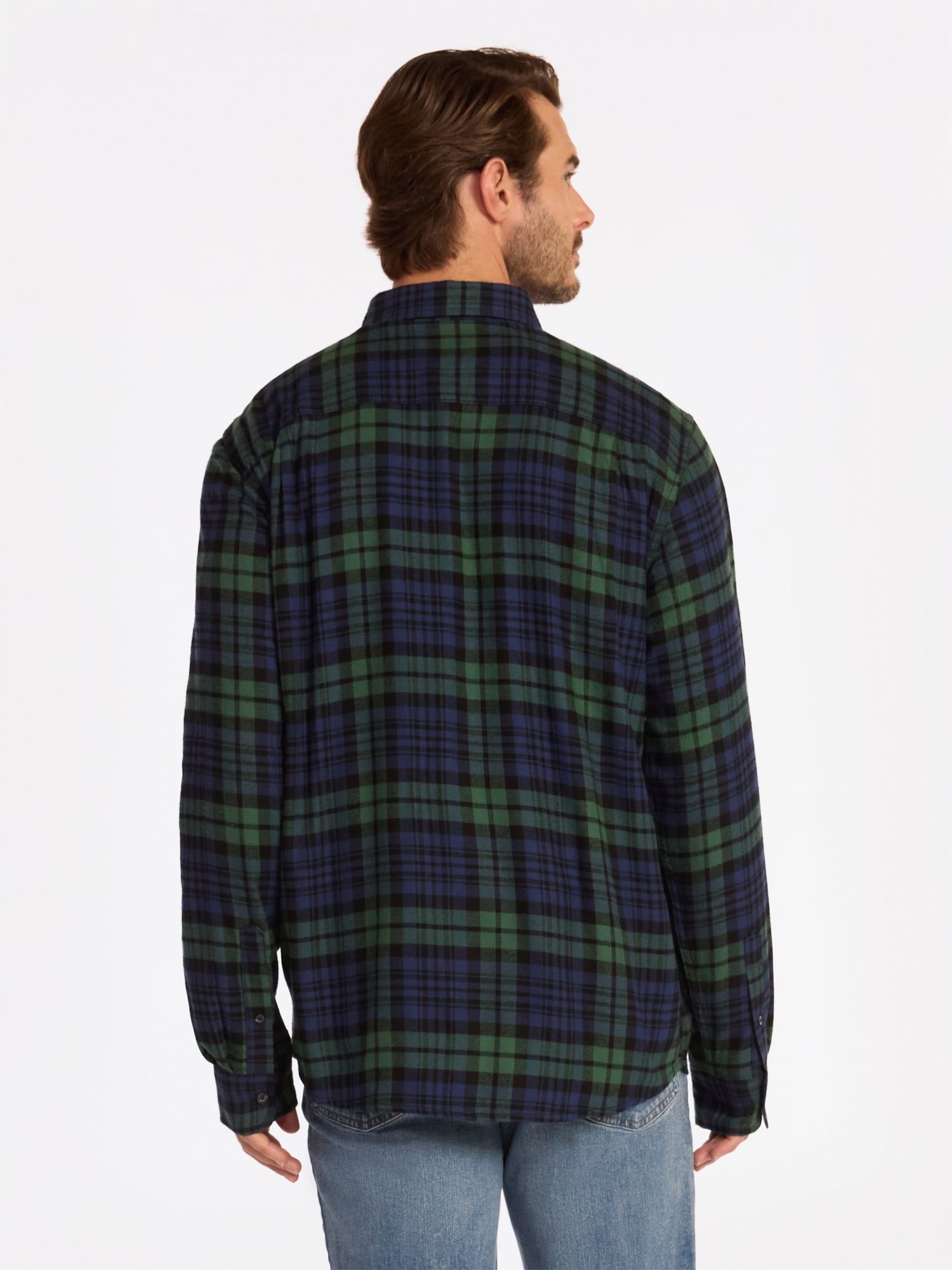 George Men's & Big Men's Relaxed Fit Double Pocket Flannel Shirt, Sizes XS-3XLT