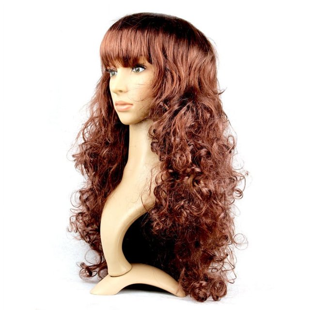 Peluca de ondas grandes coloridas, tocado para mascarada, tocado de pelo largo y rizado de fibra química, tocado divertido para cosplay