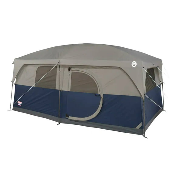 Coleman Hampton 3-Season, 9-Person, 2-Room Camping Cabin Tent w/ Room Divider, Rain Fly & Carry Bag