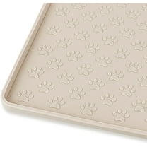 RUseeN Silicone Pet Placemat for Dog and Cat, Waterproof Non-Slip Pet Feeding Bowl Mats for Food and Water, Small Medium Large Tray Mat Prevent Residues from Spilling to Floor, Beige, 23.6"x 15.7"
