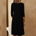 thumbnail image 5 of Yeaiivve Work Midi Dresses for Women Classy Side Slit Pleated Tunic Dress 3/4 Sleeve High Waist Dresses Comfy Business Dress with Pockets Black,XL, 5 of 7