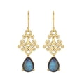 thumbnail image 1 of 7x5 MM Pear Labradorite 925 Sterling Silver Gold Vermeil Filigree Dangle Drop Women Earring, 1 of 4