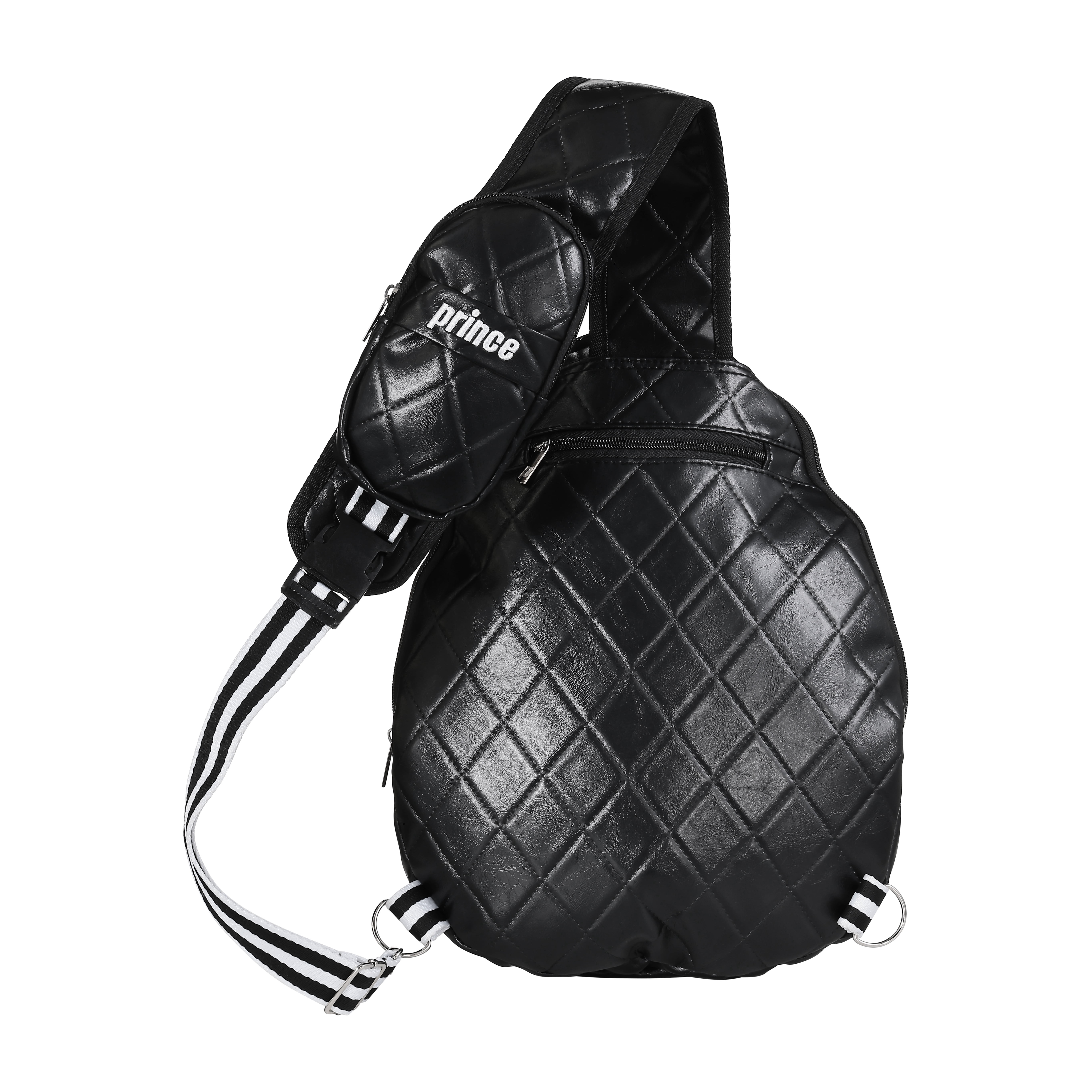 Prince Multi-Sport Racket Bag – Black Quilted Sling Backpack with Shoulder Pocket
