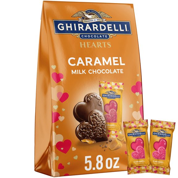 Ghirardelli Caramel Milk Chocolate Hearts, 5.8 oz Bag
