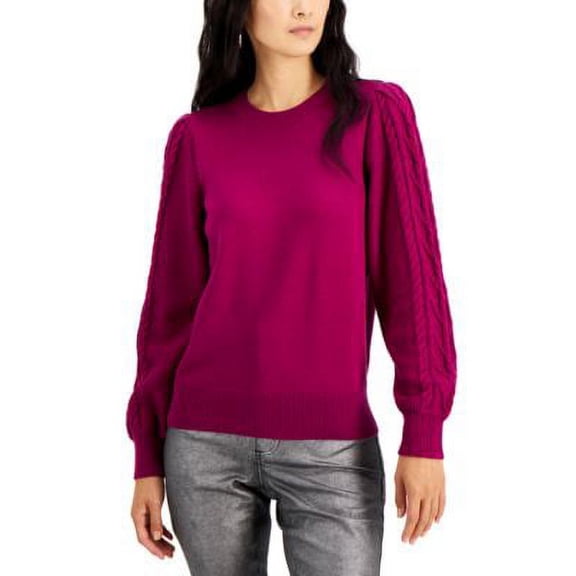 INC International Concepts Cable Sleeve Sweater Autumn Berry S