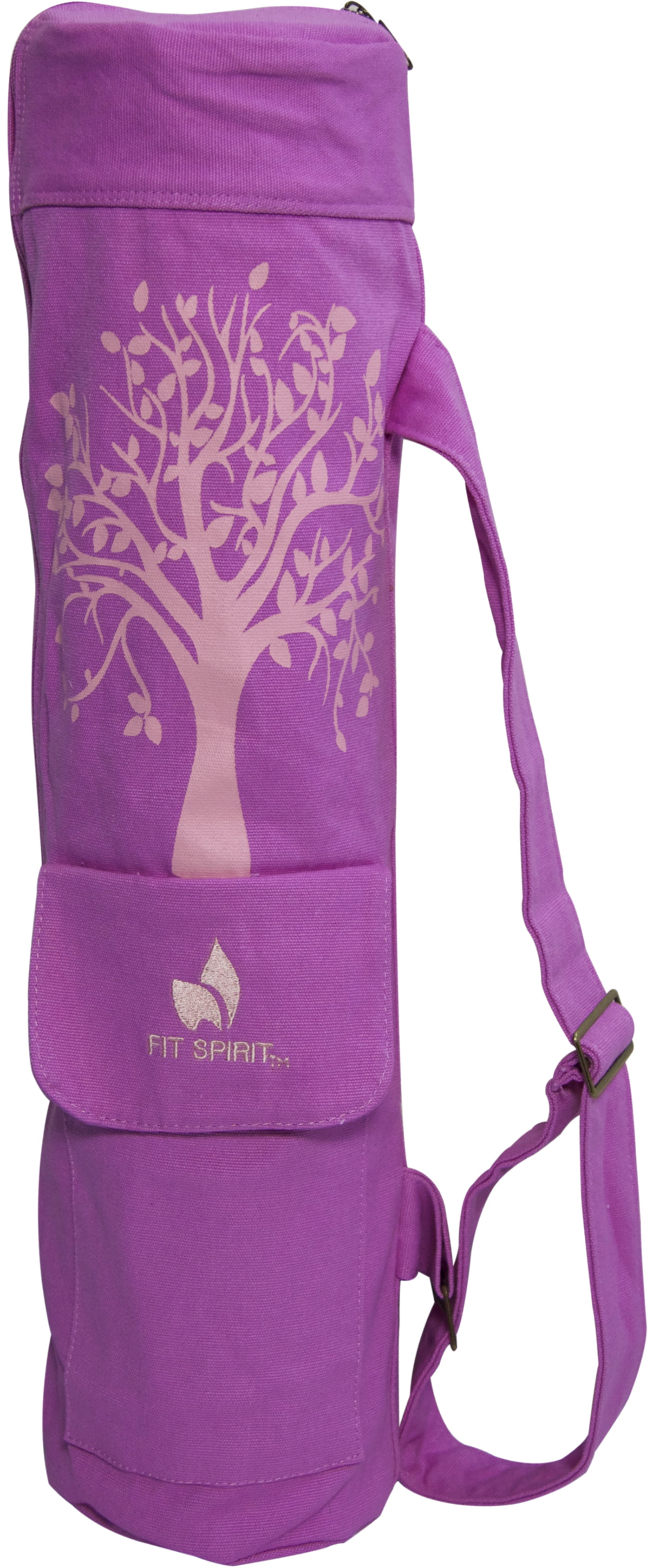 Fit Spirit Tree of Life Exercise Yoga Mat Bag w/ 2 Cargo Pockets - Green ( MAT IS NOT INCLUDED) 