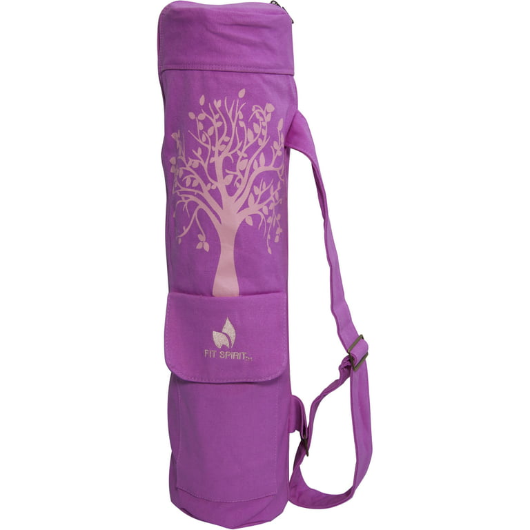 Fit Spirit Tree of Life Exercise Yoga Mat Bag w/ 2 Cargo Pockets - Pink (MAT  IS NOT INCLUDED) 