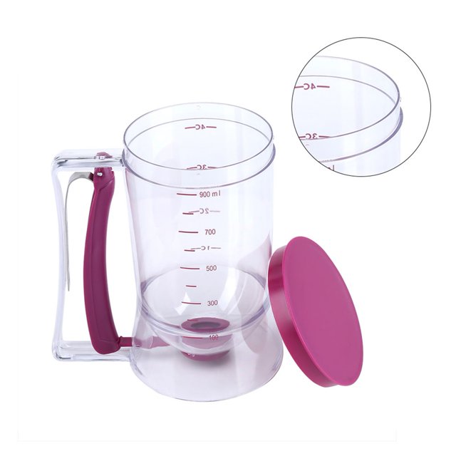 Dispenser Cupcake Pancake, 900mL Batter Waffle Measuring Cup Kitchen Baking Tool with Food Grade Plastic Transparent Chamber for Easy Batter Measuring and Pouring