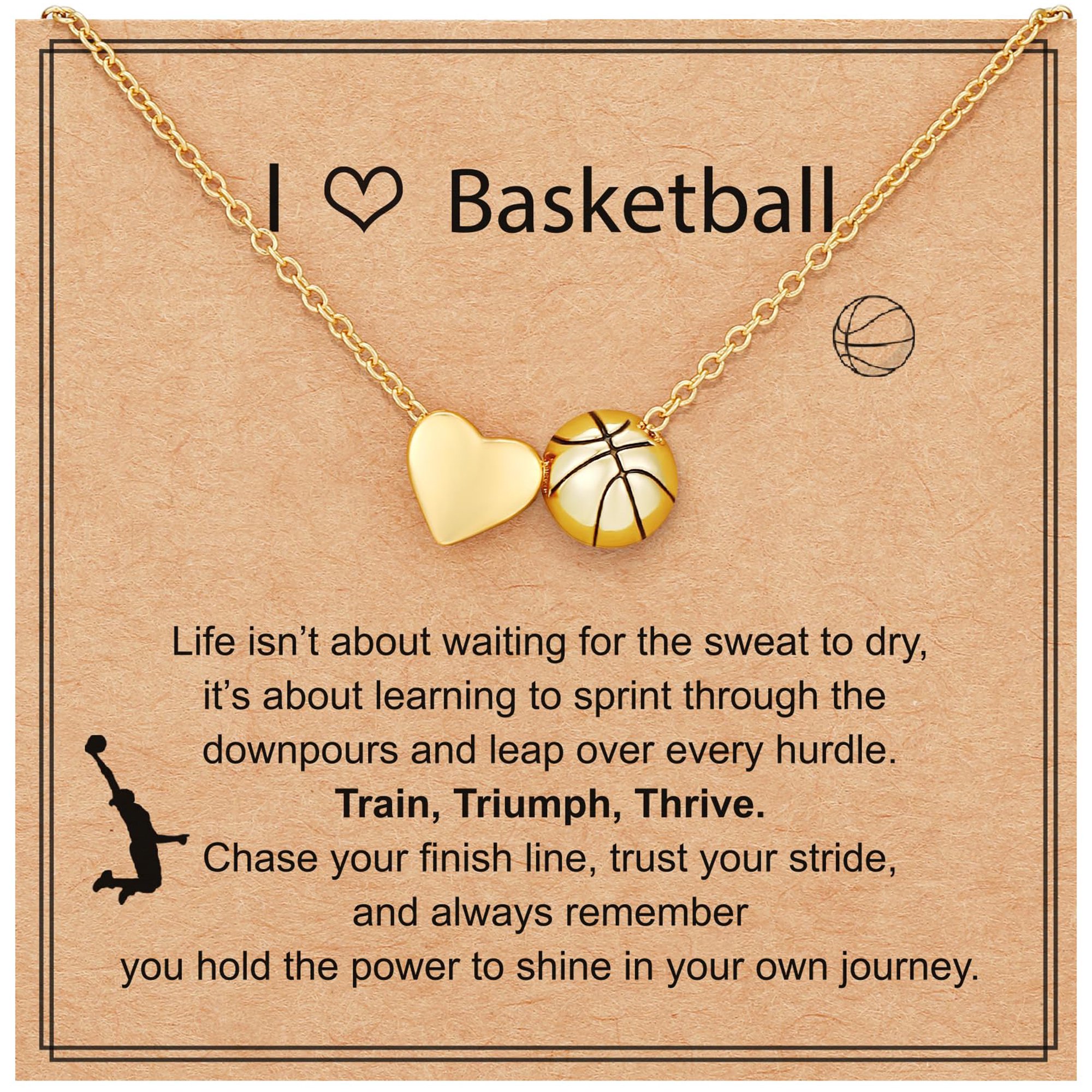 APSVO 18K Gold Plated Basketball Love Heart Necklaces for Women Mom Stuff Accessory Birthday Graduation Mothers Day Jewelry Gifts Teen Her Adults Coach Player Team Game Day Sports Athlete