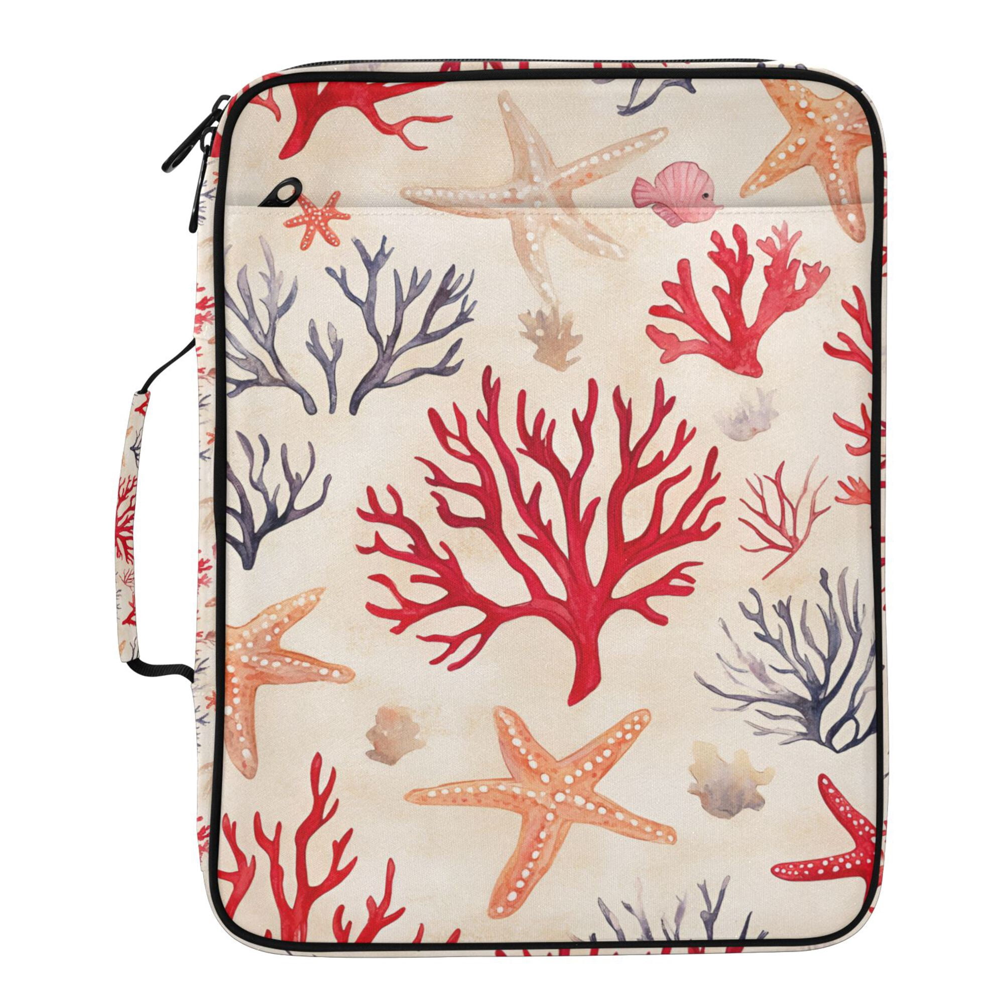 FORMRS Accordion File Folder A4 Size 7-Pocket Expanding Document Organizer Bag with 3 Ring Binder, Retro Starfish