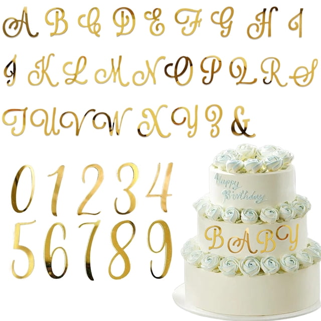 Decoración para Pastel STATWTHMA Letras Acrílicas Doradas 36 Piezas