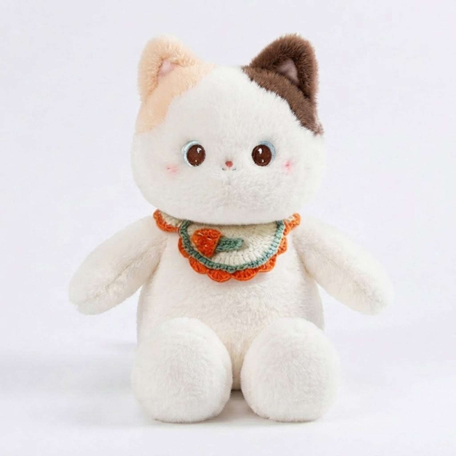 Calico Cat Plush Toy Soft Stuffed Animal Pillow with Cute Tricolor Design Cozy Hugging Companion Decorative Gift for Bedroom Sofa Nursery Room Cat Lovers Holiday