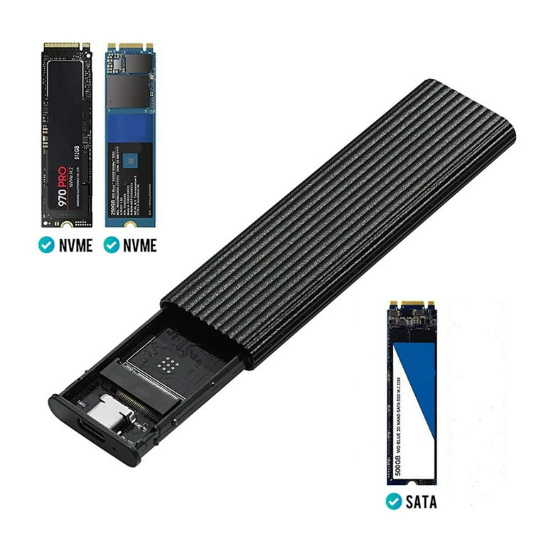 Dual Protocol M.2 NVME PCIe NGFF SATA M2 SSD Adapter M.2 to USB 3.1 SSD  Case for 2230 2242 2260 2280 NVMe/SATA M.2 SSD RTL9210B