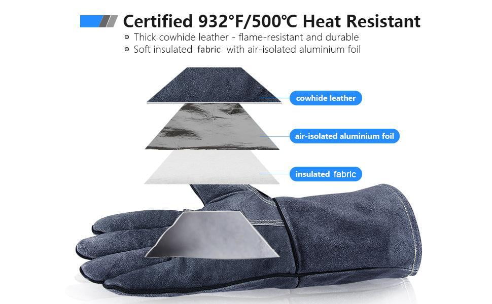 Welding Gloves Large 16 Inches 932℉ Heat Resistant Leather Forge/Mig/Stick  Welding Gloves Heat/Fire Resistant Mitts for Oven/Grill/Fireplace/Furnace/Stove/Pot  Holder/BBQ/Animal Handling - Yahoo Shopping