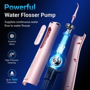 MySmile LP211 Portable Water Flosser Cordless for Teeth Braces, Electric Water Dental Flossers, Oral Irrigator, IPX7 Waterproof, 5 Modes, 8 Jet Tips, 260ml Tank, 1 Travel Bag, Pink