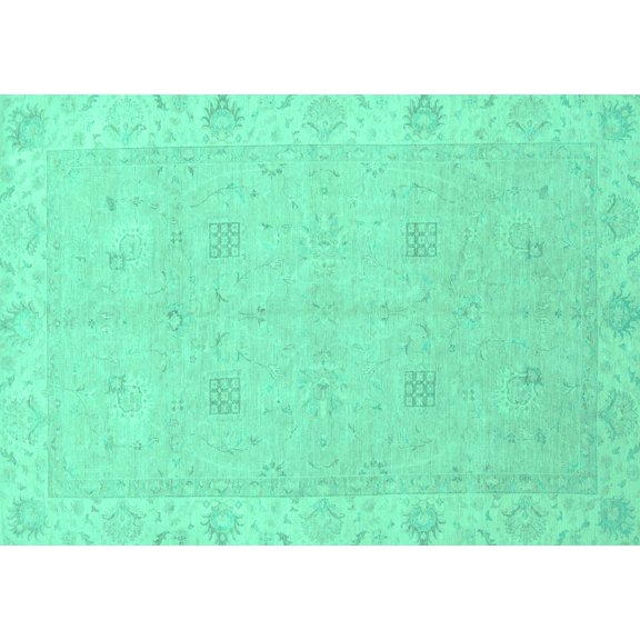 Ahgly Company Indoor Rectangle Oriental Turquoise Blue Traditional Area Rugs, 5' x 7'