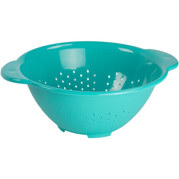 Mainstays 4Quart Colander, Teal, Dishwasher Safe, Dual Handles