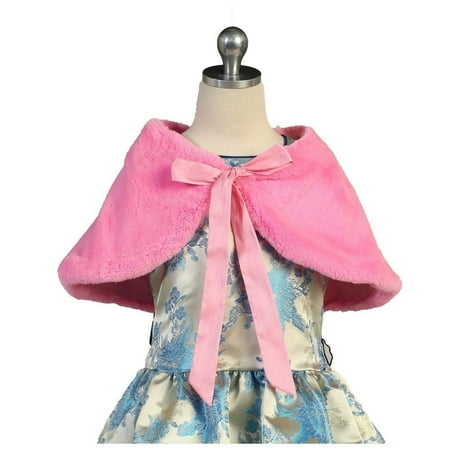 Baby Girls Hot Pink Faux Fur Wrap Bow Collar Cape