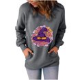 thumbnail image 1 of Sudadera clásica de manga larga con cuello en V y estampado de Halloween para mujer Pompotops FGAJ15735, 1 of 6