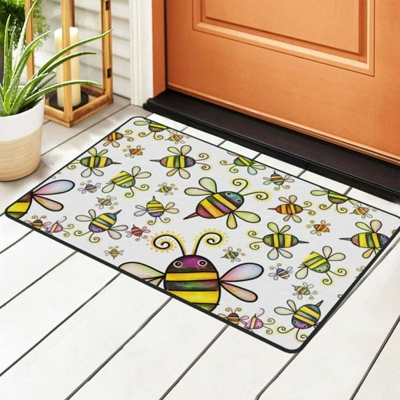 ZICANCN Bee Doodle Area Rugs Doormat , Facecloth Non-Slip Floor Mat Rug for Living Room Kitchen Sink Area Indoor Outdoor Entrance 36"x24"