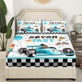 thumbnail image 2 of Seven Fast Birthday Decorations Fitted Sheet Happy 7Th Birthday Party Decor Bedding Set For Boys Race Car Checkerboard Bed Sheets Checkered Flags Racing Wheel Cool Speed Sheets Full（No Top Sheet）, 2 of 5