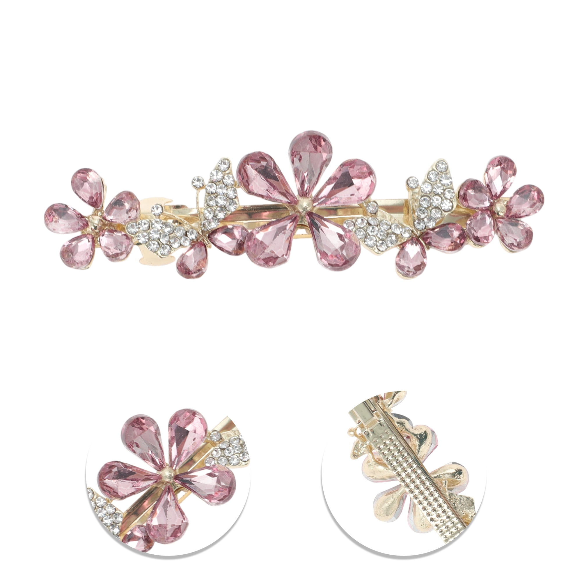 Unique Bargains Butterfly Flower French Barrette Hair Clips Purple for Women