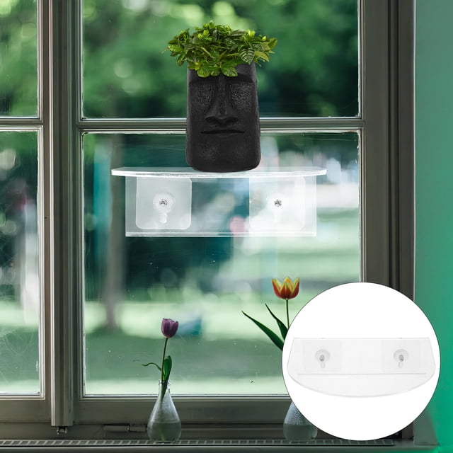 HIAKDOFT 1Set Window Shelves for Plants Suction Cup Hold Clear Acrylic Multi-Use Floating Rack for Home