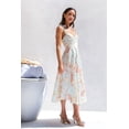 thumbnail image 6 of Women Sleeveless V-Neck Print Long Dress Casual Pleated A-Line Summer Elegant Tunic Maxi Slip Dress XL, 6 of 9