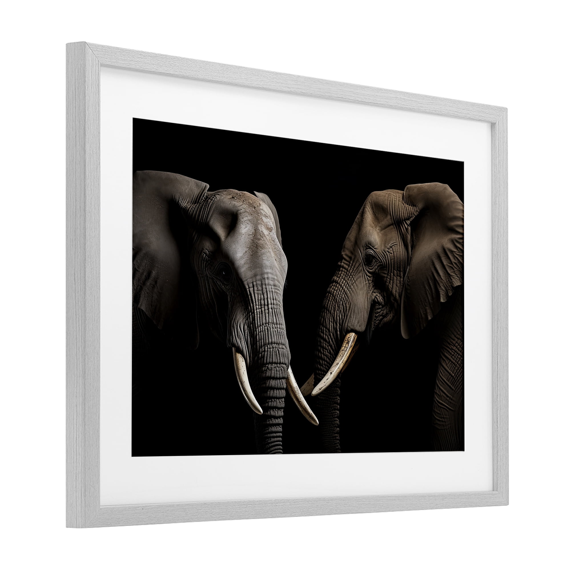 Pachyderm Elephant Pair Gray Framed Print Under Glass, design by Decent Exposures