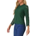 thumbnail image 4 of INSPIRE CHIC Women's Lace Top Long Sleeve Ruffled Neck Peplum Hem Floral Dressy Blouse XL Dark Green, 4 of 6