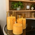 thumbnail image 4 of STGRGFHY 3pc Vanilla Scented Wax Flameless LED Gray Candles with Remote Timer,Glass Battery Operated Pillar Real Wax Candle Flickering Light Safe for Home,Spa,Gifts,Wedding Home Party Decor, 4 of 8