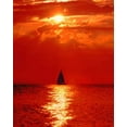 thumbnail image 2 of Kelley, David 15x18 Gold Ornate Wood Framed with Double Matting Museum Art Print Titled - Michigan, Mackinaw, Lake Huron Sailboat at dawn, 2 of 4