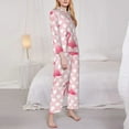 thumbnail image 4 of Kll Cute Flamingo With Heart Print Women'S Long Sleeve Pajamas With Pants Sleepwear Loungewear 2 Set-X-Large, 4 of 9