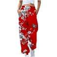 thumbnail image 2 of PNTUTB Women's Fashion Printed Elastic Waist Drawstring Athletic Casual Loose Cuffed Pants with Pockets, 2 of 6