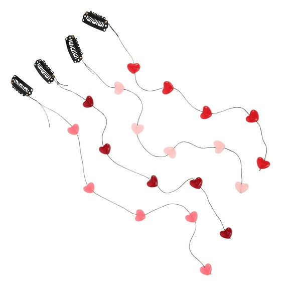 Heart Shaped Acrylic Hair Clips for Women Girls Sweet Style Invisible Top Clip with Tassel 4 Pcs