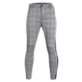 thumbnail image 3 of Gvmfive Men's Side Striped Stitching Check Print Pockets Zipper Skinny Jogger Pants, 3 of 5
