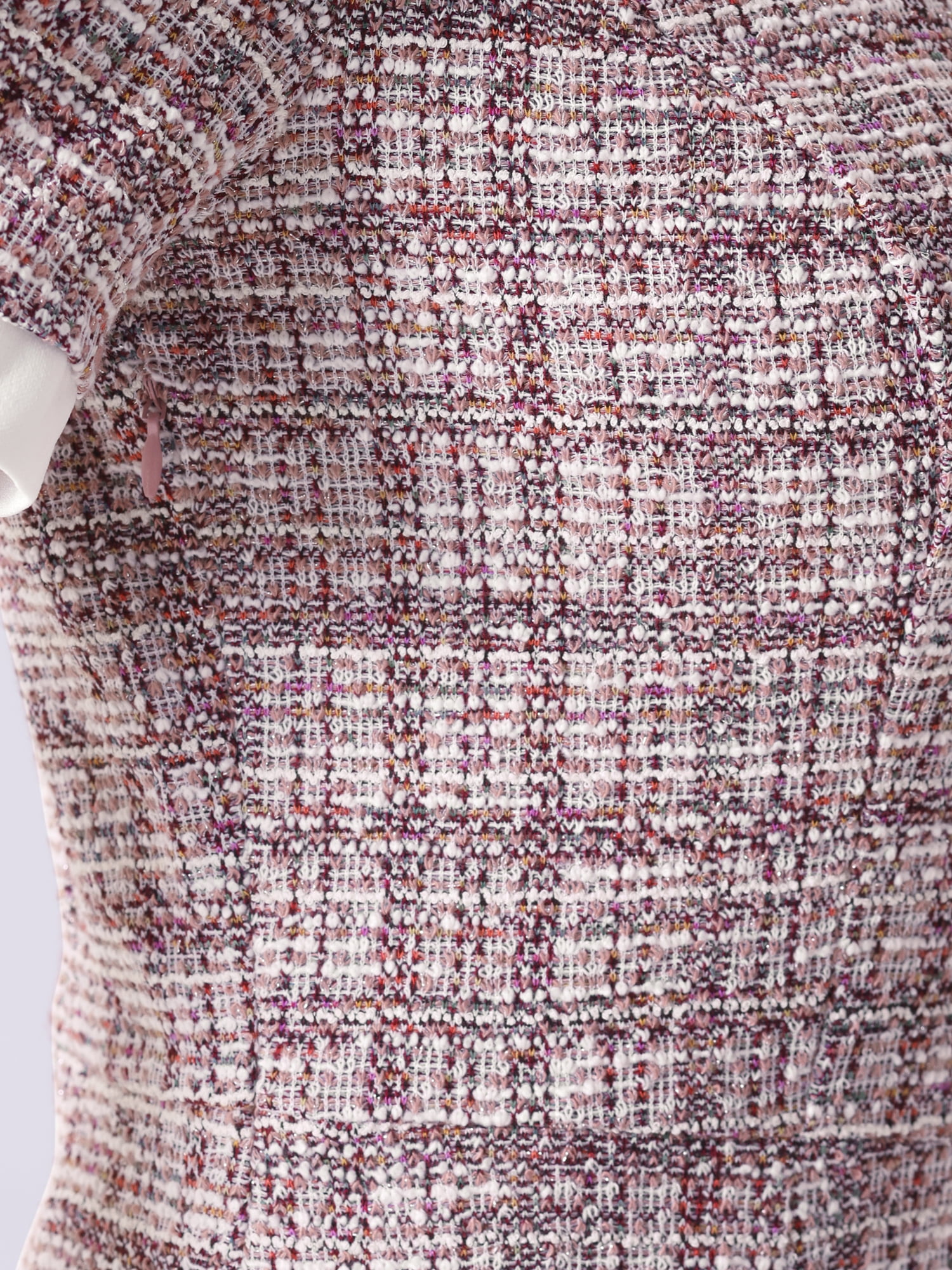 DARING DIVA Peter Pan Collar Plaid Puff Mini Tweed Dress L Pink