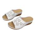 thumbnail image 5 of Women's Sandals Versatile Hollow-Out Wedge Peep Toe Solid Color Slip-on Slide Shoes Summer Beach Walking Comfortable Lightweight Slippers, 5 of 10