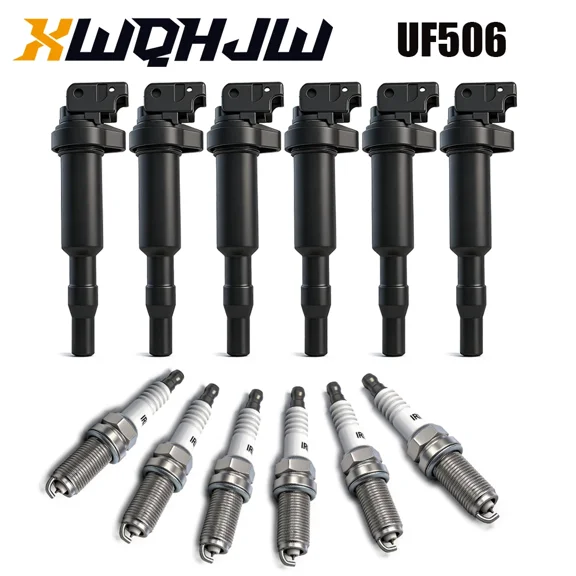 XWQHJW 6 Ignition Coils 6 Spark Plugs Set UF592 For 2008-2013 BMW 128I 3.0L L6