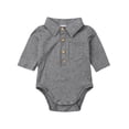 thumbnail image 1 of Baby Boy Fashion Jumpsuit T Shirt Button Style Monochrome Pocket Romper, 1 of 5