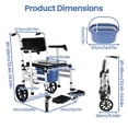 thumbnail image 2 of Aluminum Alloy Shower Commode Wheelchair, Rolling Foldable Commode Chair, Portable Transfer Chair with Brakes for Disabled, 2 of 10